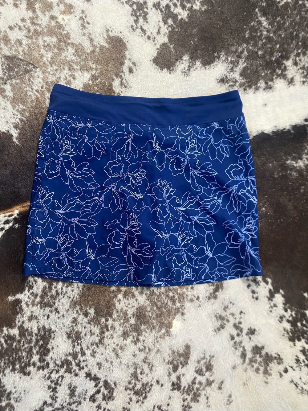 Floral-Print Blue Mini Skirt